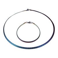 Roestvrij staal sieraden sets, kraag & armband, voor vrouw, multi-gekleurde, 4mm,4mm, Per verkocht Ca 17.5 inch, Ca 8 inch Strand
