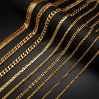 Латунь ожерелье цепь, плакирован золотом, Мужская & разные стили для выбора, не содержит никель, свинец, продается Strand