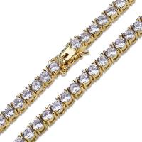 Cubic Zircon Micro Pave Brass Necklace plated Unisex & micro pave cubic zirconia nickel lead & cadmium free Sold By Strand