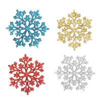 Plastic Julen Snowflake, Bæredygtig & mode smykker, flere farver til valg, 100mm, 20PC/Bag, Solgt af Bag