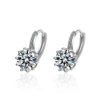 Brass Leverback Earring platinum plated for woman & with cubic zirconia nickel lead & cadmium free 10*18mm Sold By Pair