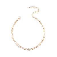 Zinc Alloy Choker Necklace with 10cm extender chain plated oval chain & for woman & with rhinestone nickel lead & cadmium free Length Approx 11.8 Inch Sold By Lot