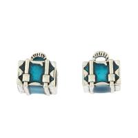 Zinc Alloy European Beads Handbag antique silver color plated enamel blue nickel lead & cadmium free Approx 5mm Sold By Bag