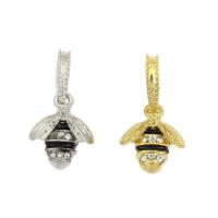 European Style Zinc Alloy Dangle Beads Bee plated enamel & with rhinestone nickel lead & cadmium free Approx 5.4mm Sold By Bag
