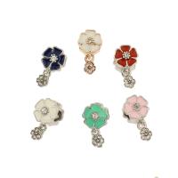 Zinc Alloy European Beads Flower plated enamel & with rhinestone nickel lead & cadmium free Approx 5mm Sold By Bag