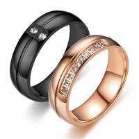 حجر الراين خاتم الإصبع الفولاذ المقاوم للصدأ, مطلي, للجنسين & حجم مختلفة للاختيار & مع حجر الراين, المزيد من الألوان للاختيار, 6mm, تباع بواسطة PC
