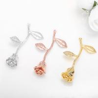 Brass Jewelry Pendants, Rose, gold color plated, DIY, more colors for choice, nickel, lead & cadmium free, 23x40mm, 20PCs/Lot, Sold By Lot