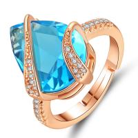 Kubni Cirkon Brass Finger Ring, Mesing, s Kubni cirkonij, Suza, pozlaćen, za žene, 22mm, Veličina:13, Prodano By PC