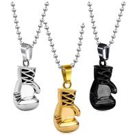 Titanium Steel Necklace, Boxing Glove, plated, Unisex & ball chain, more colors for choice, 30*16mm, Sold Per 24 Inch Strand