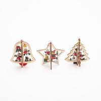 деревянный Рождественские висячие украшения, разные стили для выбора, 105*92mm, 10ПК/сумка, продается сумка
