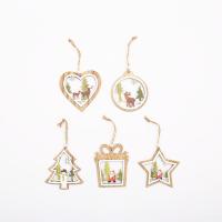 Wood Christmas Hanging Ornaments & hollow 110*100*5mm Sold By Bag