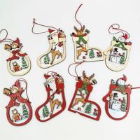 madera Ornamentos de decoración navideña, dibujo de la mano, diferentes estilos para la opción, 90*90*3mm, 10/Caja, Vendido por Caja