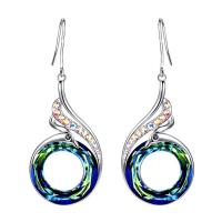 Brass Drop Earring, with Crystal, platinum color plated, for woman & with rhinestone, more colors for choice, nickel, lead & cadmium free, 15*40mm, 2Pairs/Lot, Sold By Lot