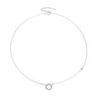 Tibetan Style Jewelry Necklace, with 5cm extender chain, Donut, platinum color plated, oval chain & for woman & with rhinestone, nickel, lead & cadmium free, Length:Approx 17.3 Inch, 2Strands/Lot, Sold By Lot