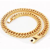 Stainless Steel Chain Necklace 18K gold plated & for man 15MM Sold By Strand