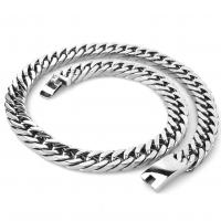 Stainless Steel Chain Necklace, silver color plated, different size for choice & for man & faceted, 15MM, Sold By Strand