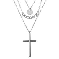 Nerezová ocel šperky náhrdelník, Nerez, s 17Inch extender řetězce, oválný řetězu & pro ženy, Původní barva, 20.5x41mm,10mm,.5mm, Prodáno za Cca 17 inch Strand