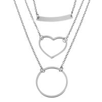 Colar de jóias de aço inoxidável, with 1.5Inch extender chain, cadeia oval & para mulher, cor original, 24mm,29.5x6mm,1.5mm, vendido para Aprox 17 inchaltura Strand