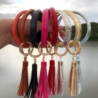 PU Leather Key Chain, gold color plated, for Sport & Unisex, more colors for choice, 215*95mm, Length:14 Inch, 5Strands/Bag, Sold By Bag
