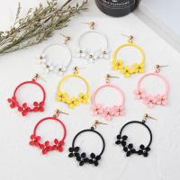 Brass Drop Earring, Flower, painted, fashion jewelry & for woman, more colors for choice, 57*45mm, 5Pair/Bag, Sold By Bag