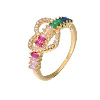 Kubisk Circonia Micro bane messing Ring, forgyldt, forskellig størrelse for valg & Micro Pave cubic zirconia & for kvinde, flere farver til valg, nikkel, bly & cadmium fri, 3mm,25*15mm, Solgt af PC