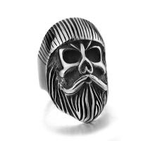 Titanium Steel Finger Ring, Skull, different size for choice & for man & blacken, 34mm, Sold By PC