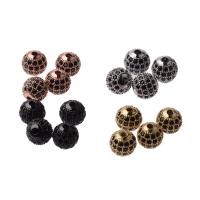 Cubic Zirconia Micro Pave Brass Beads, Round, plated, micro pave cubic zirconia, more colors for choice, nickel, lead & cadmium free, 8mm, Hole:Approx 1mm, 3PCs/Bag, Sold By Bag