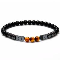 Natural Tiger Eye Bracelets with Abrazine Stone & Hematite Unisex Sold Per Approx 6.5-7.5 Inch Strand