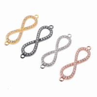 Cubic Zirconia Micro Pave Brass Connector, Infinity, plated, micro pave cubic zirconia & 1/1 loop & hollow, more colors for choice, nickel, lead & cadmium free, 10x30mm, Hole:Approx 1mm, 3PCs/Lot, Sold By Lot