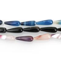 Natürliche Streifen Achat Perlen, Tropfen, keine, 10x30mm, Bohrung:ca. 1.5mm, ca. 13PCs/Strang, verkauft per ca. 15.5 ZollInch Strang