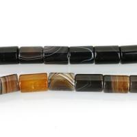 Natürliche Streifen Achat Perlen, Zylinder, keine, 10x14mm, Bohrung:ca. 1.5mm, ca. 28PCs/Strang, verkauft per ca. 15.5 ZollInch Strang