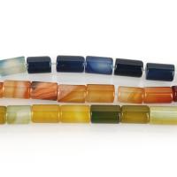 Natürliche Streifen Achat Perlen, Zylinder, keine, 8x12mm, Bohrung:ca. 1.5mm, ca. 31PCs/Strang, verkauft per ca. 15.5 ZollInch Strang