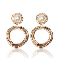 Brass Drop Earring with Plastic Pearl gold color plated for woman 85*57mm Sold By Pair
