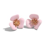 Tibetan Style Stud Earring, Flower, painted, fashion jewelry & for woman, more colors for choice, nickel, lead & cadmium free, 22*22mm, 2Pair/Bag, Sold By Bag