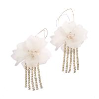 Brass Tassel Earring with Acrylic Flower gold color plated for woman & with rhinestone 125*58mm Sold By Pair