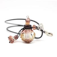 Lampwork Aromatherapy Necklace with PU Leather Cord & Zinc Alloy platinum color plated Could be filled with liquid & Unisex 22*38mm Sold Per Approx 15.7 Inch Strand