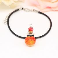 Lampwork Aromatherapy Bracelet, with PU Leather Cord & Brass, with 5cm extender chain, platinum color plated, Could be filled with liquid & Unisex, more colors for choice, 14*31mm, Sold Per Approx 7 Inch Strand