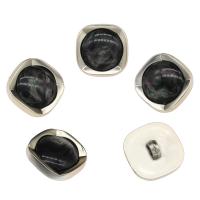 Zinek Shank Button, s Pryskyřice, platinové barvy á, černý, nikl, olovo a kadmium zdarma, 23x11x5mm, Otvor:Cca 3mm, 100PC/Bag, Prodáno By Bag