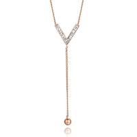 Titan stål halsband, med 5cm extender kedja, steg guldfärg pläterade, oval kedja & för kvinna & med strass, Såld Per Ca 17.7 inch Strand