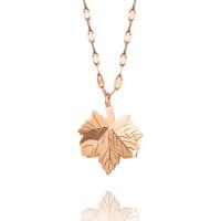 Titanium Steel Necklace with 5cm extender chain Maple Leaf rose gold color plated for woman Sold Per Approx 17.7 Inch Strand