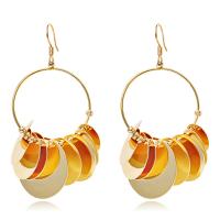 Brass Drop Earring gold color plated fashion jewelry & for woman nickel lead & cadmium free 65mm Sold By Pair