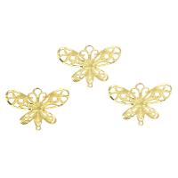 Fashion Iron Pendants, Butterfly, gold color plated, hollow, nickel, lead & cadmium free, 16x23x0.30mm, Hole:Approx 0.8mm, 1000PCs/Bag, Sold By Bag