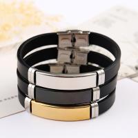 Stainless Steel Jewelry Bracelet with Silicone polished Unisex 10mm Length Approx 8.26 Inch Sold By Lot