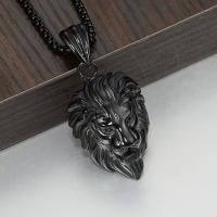 Stainless Steel Animal Pendants Lion plated for man & with rhinestone Sold By PC