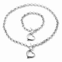 Fashion Stainless Steel Jewelry Sets bracelet & necklace Heart plated & for woman original color 8MM 20MM Sold By Set