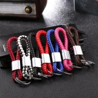 PU Leather Key Chain, with Tibetan Style, platinum color plated, Unisex, more colors for choice, 125mm, 2PCs/Lot, Sold By Lot