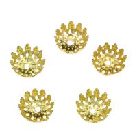 Chapeau de perle en fer, Placage de couleur d'or, creux, protéger l'environnement, sans nickel, plomb et cadmium, 9x4mm, Trou:Environ 1.3mm, 2000PC/sac, Vendu par sac