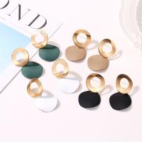 Brass Drop Earring, gold color plated, for woman & enamel, nickel, lead & cadmium free, 35*20mm, 2Pair/Bag, Sold By Bag