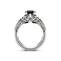 Circón cúbico anillo de latón, metal, chapado, diverso tamaño para la opción & para mujer, Negro, libre de níquel, plomo & cadmio, Vendido por UD