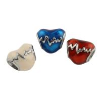 Stainless Steel European Beads, 316L Stainless Steel, Heart, enamel, more colors for choice, 11x10x9mm, Hole:Approx 5mm, 5PCs/Bag, Sold By Bag